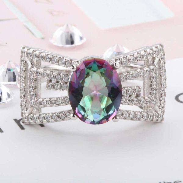 

luxurys designers fashion jz338 copper plated platinum new seven color simulation ruili atmospheric women's diamond ring, Silver