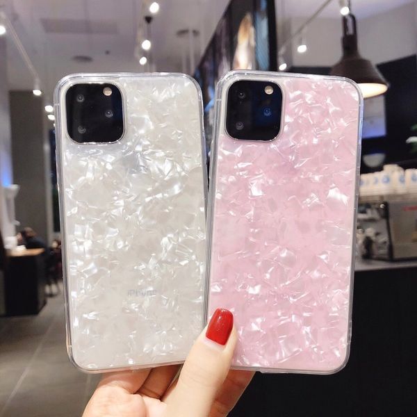 

gimfun glitter shell pattern crystal transparent phone case for iphone 12 11 pro xs max xr 7 8plus clear soft tpu back cover
