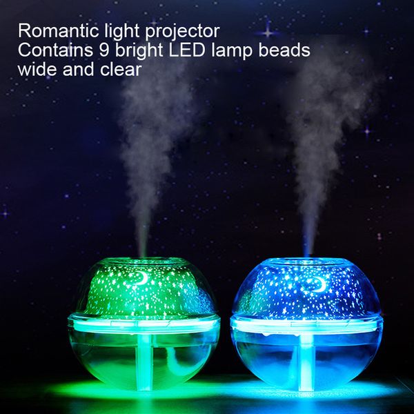 500 ml Luftbefeuchter USB Desktop Aroma Diffusor Ultraschall Kristall Nachtlampe Projektor Nebelhersteller LED für Zuhause Y200416
