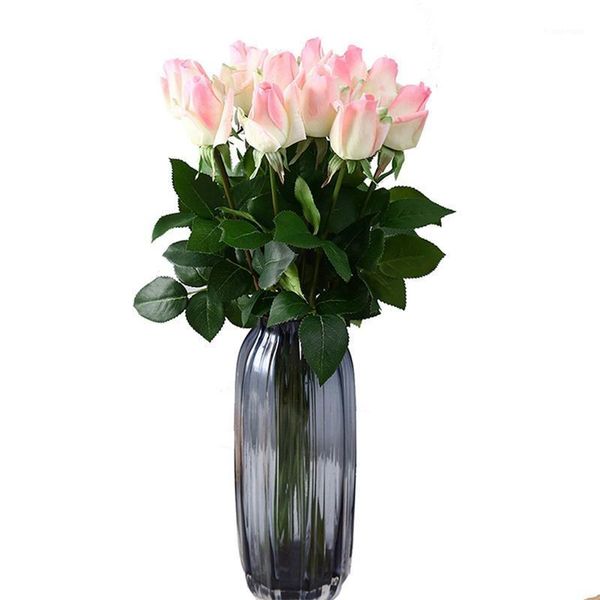 

single elegant beautiful european artificial flowers rose simulation flannel flowers bouquet home dec party wedding decoration1