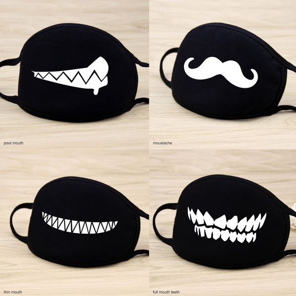 

dust anti smile cartoon black expression lovely teeth pattern cotton blend face mouth mask