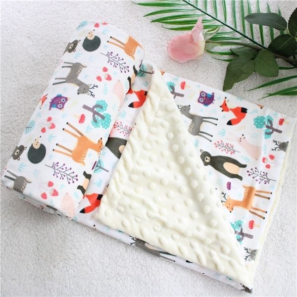 

2 layers 3d dot cartoon whale minky coral fleece soft thermal toddler child winter baby blanket kids back seat cover baby quilt y200109