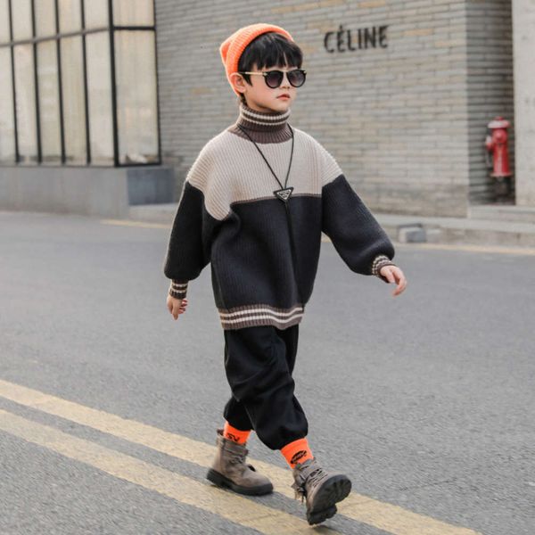 

boys' new 2020 high sweater, collar, foreign sle, china universi autumn and winter clothing, children's cdsi, Blue