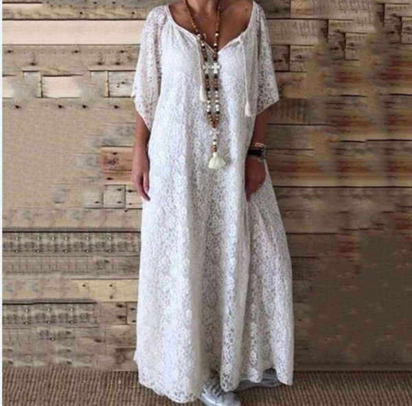 

2020 summer spring new women's / lace v-neck mid sleeve dress, Black;gray