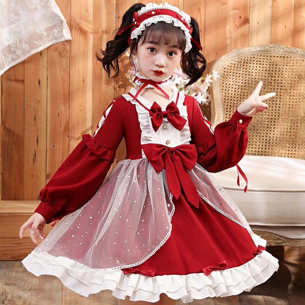 

princs lolita skirt new little girls' children's drs in autumn and winter gen584fr, Red;yellow