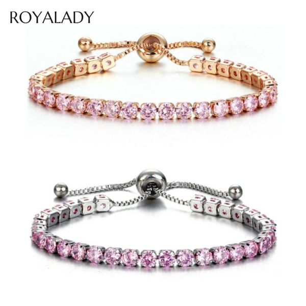 

fashion cz crystal tennis bracelet luxury 4mm shiny cubic zirconia round bangle for women men rhinestone charm bridal jewelry, Golden;silver