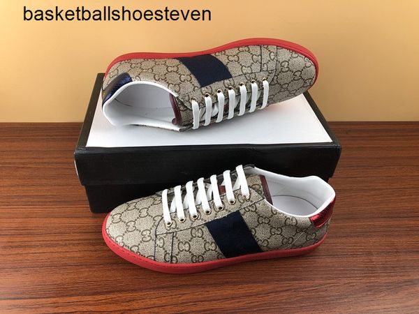 

italy men women casual shoes snake chaussures leather ace bee embroidery stripes shoe walking sports