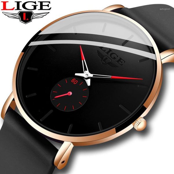 

wristwatches 2021 lige quartz watches for men silicagel strap male sport wristwatch simple clock watch reloj hombres1, Slivery;brown