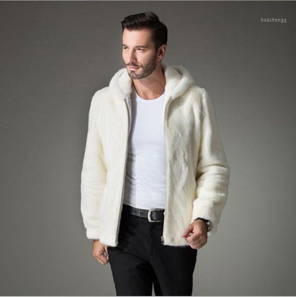 

2020 faux fur coat for men winter warm outerwear long sleeve overcoat with hood oversized jackets white/black xl6771
