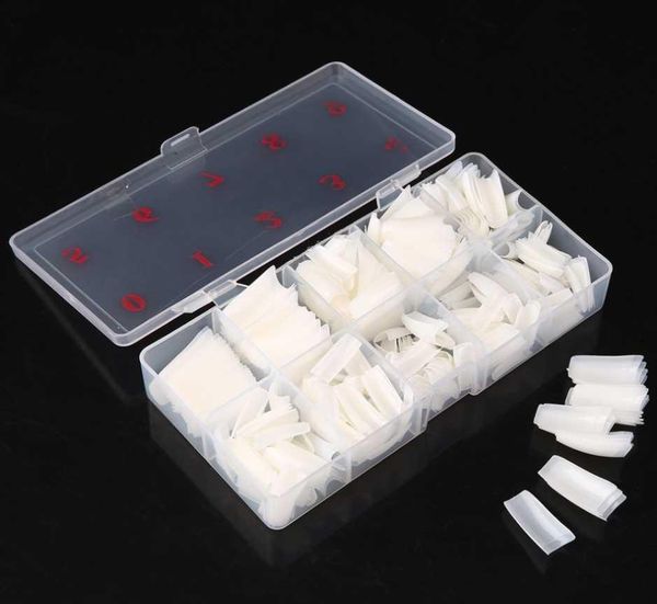 

500pcs transparent/natural ballerina nail art tips false coffin nails art tips flat shape full cover manicure wmtdax xhhair, Red;gold