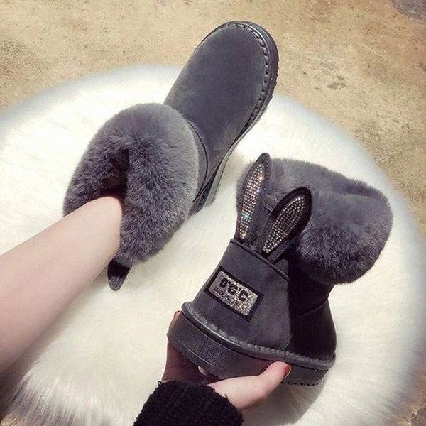 

women boots brand winter shoes warm black round toe casual plus size female snow boots #fb6y