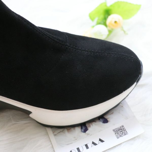 

2021 new warm fur round toe women shoes stretch fabrics over the knee autumn winter casual long boots size 34-43 3o7t, Black