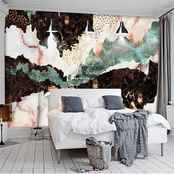 

diantu modern abstract golden mountain marble creative tv wall custom large mural green wallpaper papel de parede para quarto1
