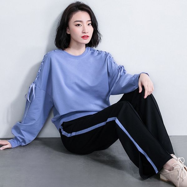 

p5q5y x has pants pantssweater and leg pantsz9c3003ag autumn casual suit women's fashion 2020 new wide sweater pants wide leg set wic5v, Gray