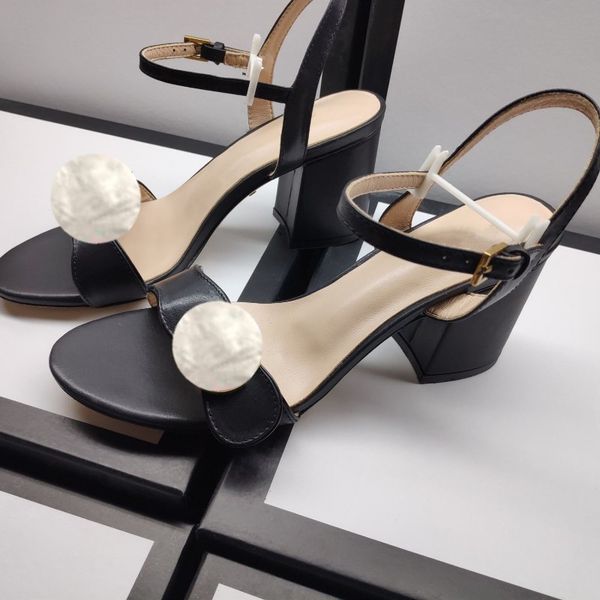 

woman luxurys designers genuine leather high heels sandals fashion ladies pumps buckle strap women sandals big size 35-42, Black