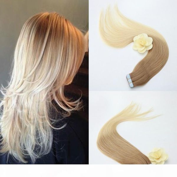 

fashion blonde human hair weave in stock pu skin weft remy hair tangle color t6 24 types brazilian hair, Black