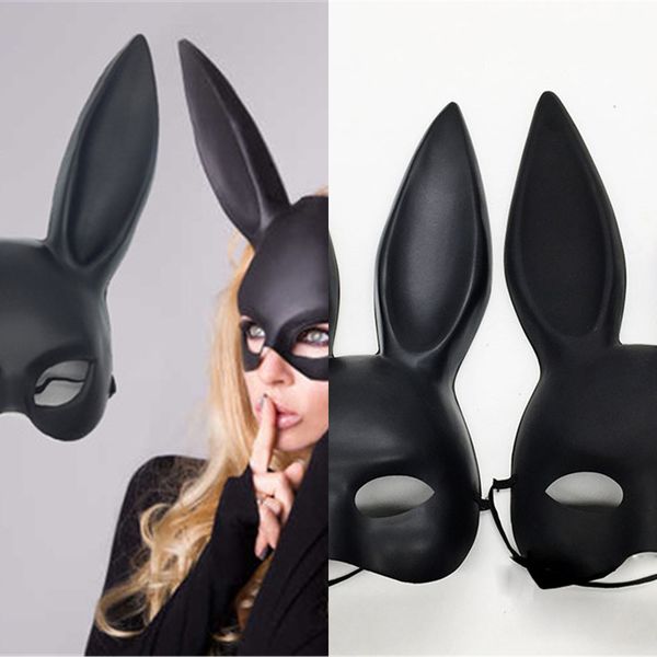 

lbunny girl mark rabbit cute black long ears women bondage mask halloween masquerade party cosplay costume props o