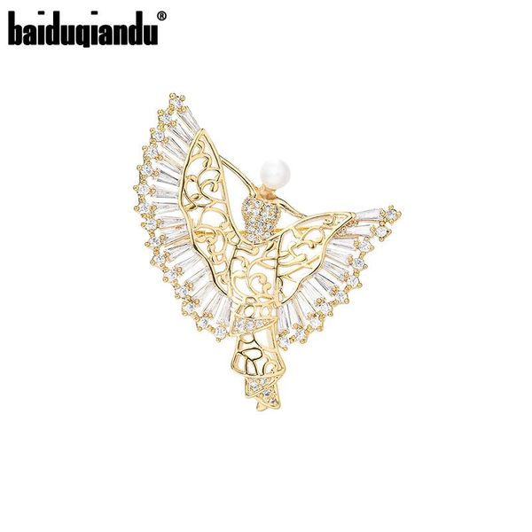 

pins, brooches baiduqiandu arrival cubic zirconia crystal and rhodium or gold color plated angel brooch lapel pins, Gray