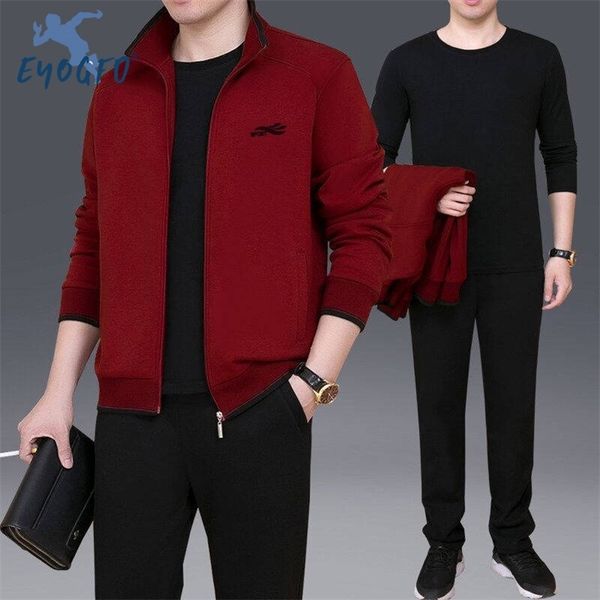 

autumn new men's comprehensive training sports set fitness running sets sportswear jacket + pants 3-piece men's sport suit 201207, Gray