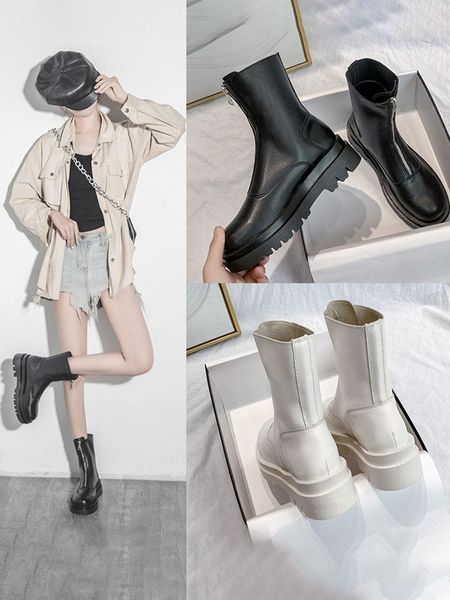 

brand new fashion dropship chains pearls winter shoes women ankle boots tide tire skidproof sole cool motorcycles boots footwear, Black