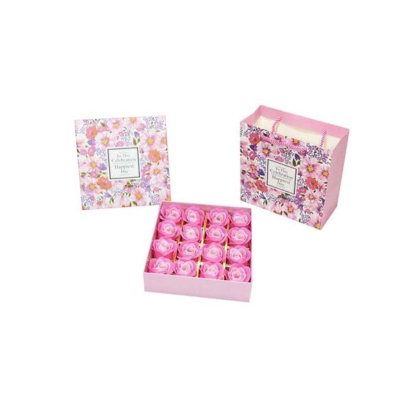 

new rose soap 8-16pcs scented rose flower petal bath body soap wedding party gift decoration case festival box