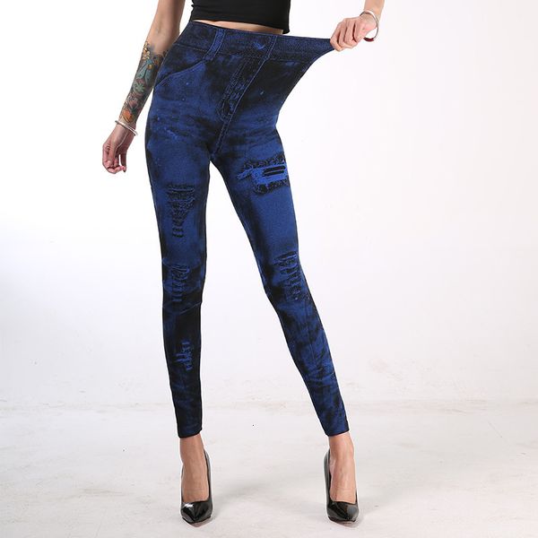 

women leggings imitation jeans high waist pants fitness elastic slim new sport casual legging female push up