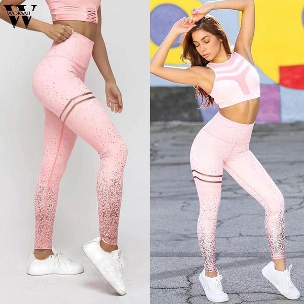 

2019 new women leggings no transparent metallic foil print leggings exercise fitness patchwork push up female pants s, Black
