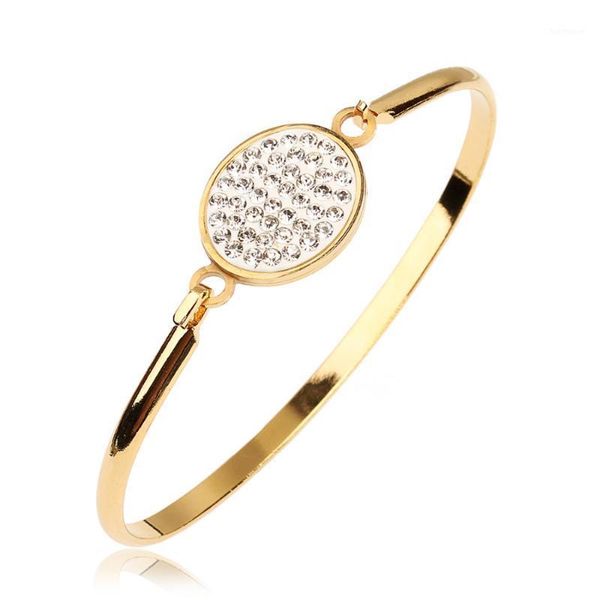 

louleur fashion stainless steel bracelets bangles gold color paved full crystal rhinestone for women jewelry decoration1, Black