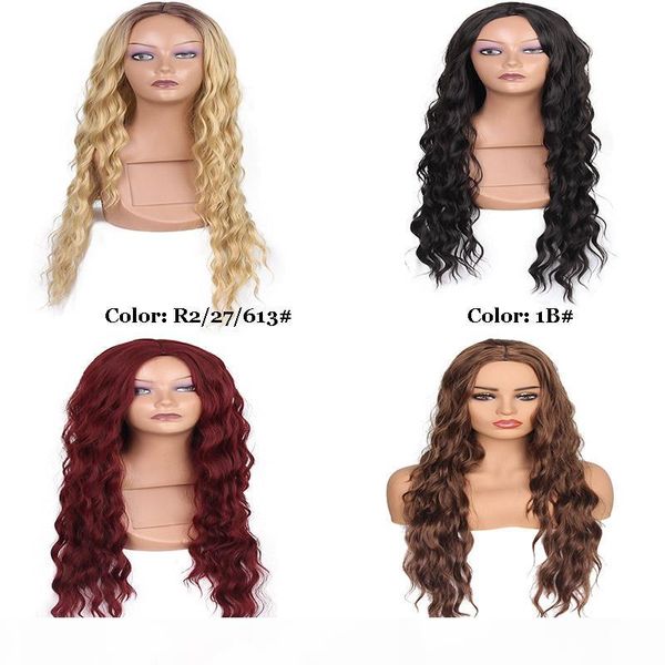 

synthetic wigs deep wave fashionable wig 260g natural hairline different colors heat resistant fiber 26 inches, Black
