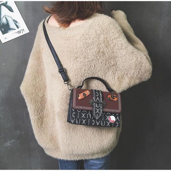 

new fashion women bag vintage messenger bag retro shoulder simple crossbody tote belt pu leather ladies letter printing