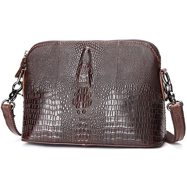 

genuine leather women business bag crocodile pattern designer oil wax cowhide female single briefcase messenger shoulder bags