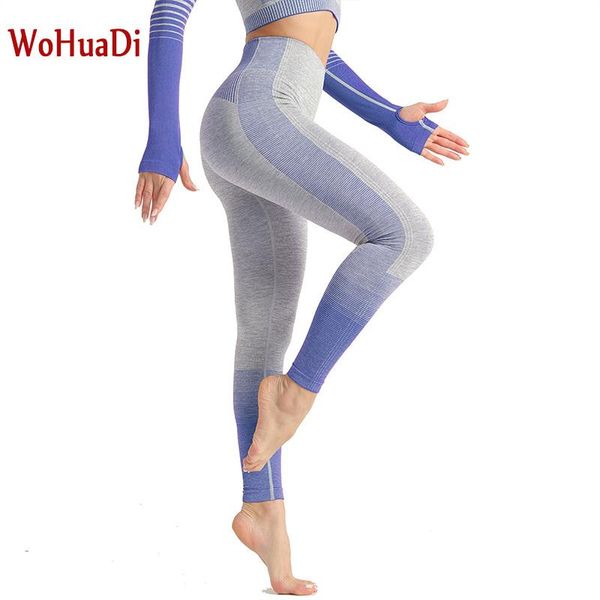 

wohuadi yoga pants women seamless gym leggings workout female push up hip fitness running knitted high stretch tight sweatpants, White;red