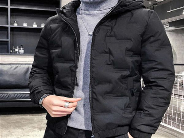 

мужская пуховая куртка короткая 2020 новый толстый горячий тренд зимы белая утка вниз теплый красивый пальто с капюшоном, Black