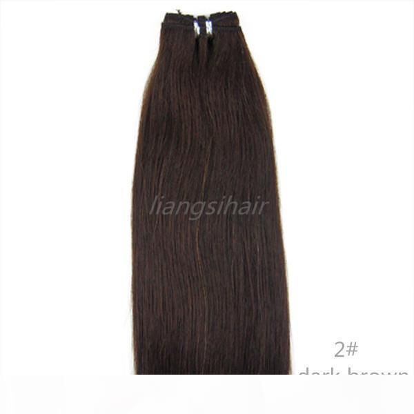 

brazilian straight hair extensions indian malaysian peruvian remy human hair weave 7a 100g 1pcs 18" 2# dark brown, Black