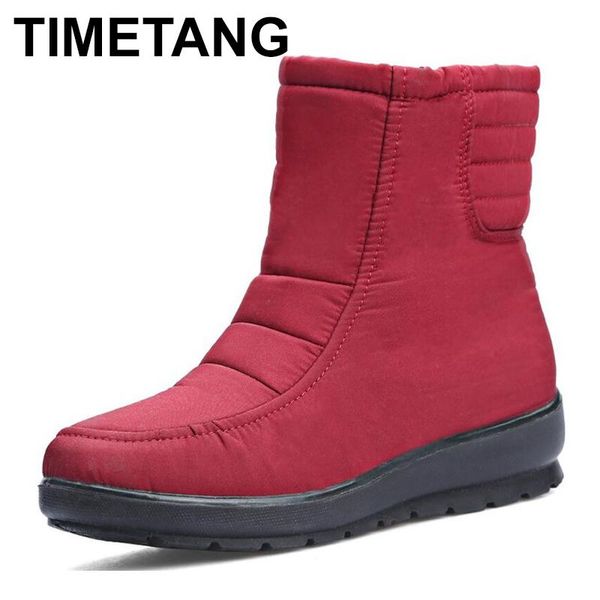 

timetangwomens snow boots 2020 fashion casual cozy boots women winter shoes keepwarm round toe zipper womenshoes plus size, Black
