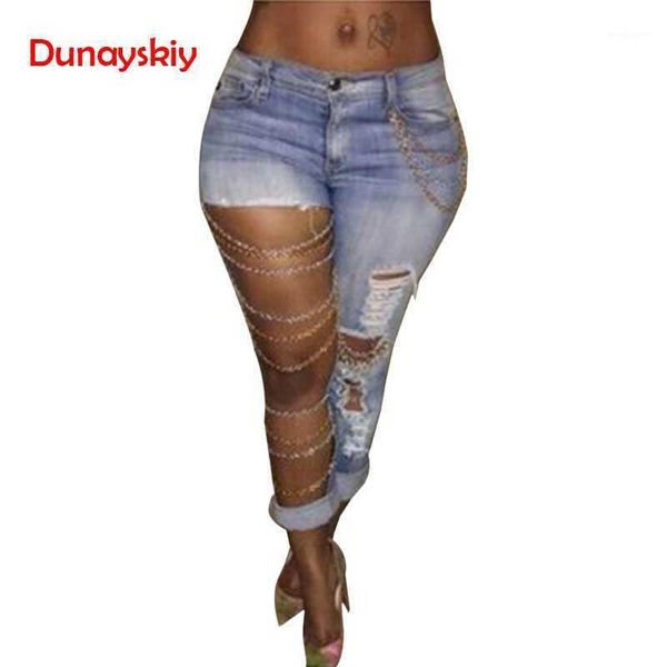 

2019 new spring summer blue fashion casual sequined women denim skinny ripped pants stretch jeans slim pencil trousers s-xl1