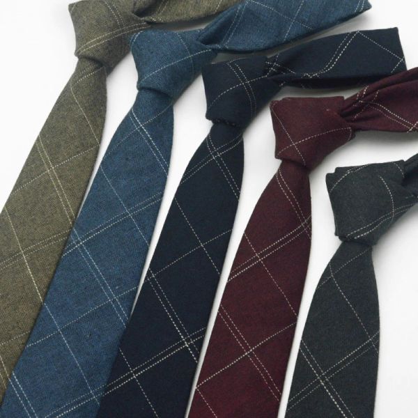 

fashion neck ties for men 6cm skinny denim cotton ties black blue solid necktie plaid striped narrow gravata business 2021, Blue;purple