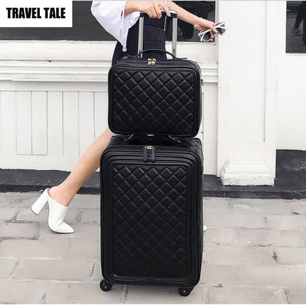 

16,20,24 inches women retro bavul valiz trolley koffers spinner travel luggage set pu leather lj201116