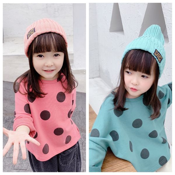2020 camicetta per ragazze camicetta per bambini autunno nuovo prodotto versione coreana per ragazze punto d'onda maglione allentato a maniche lunghe
