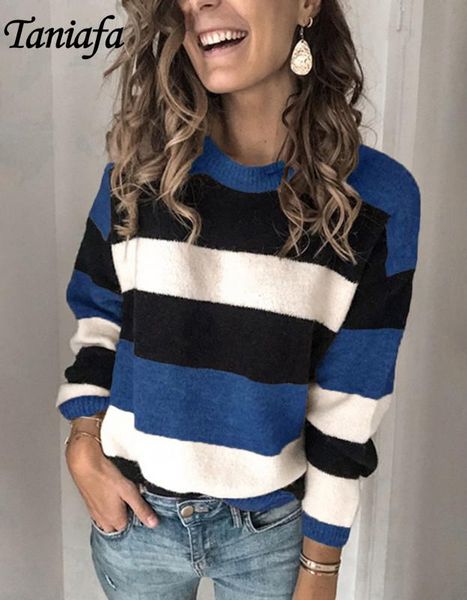 

women's sweaters autumn and winter women ladies fashion round neck long sleeve sweater casual knitted jumper pullover top, White;black
