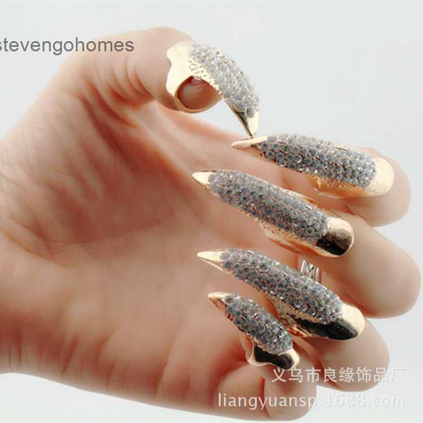 

men's alloy diamond exaggerated eagle claw nail ring set accessories women, Silver