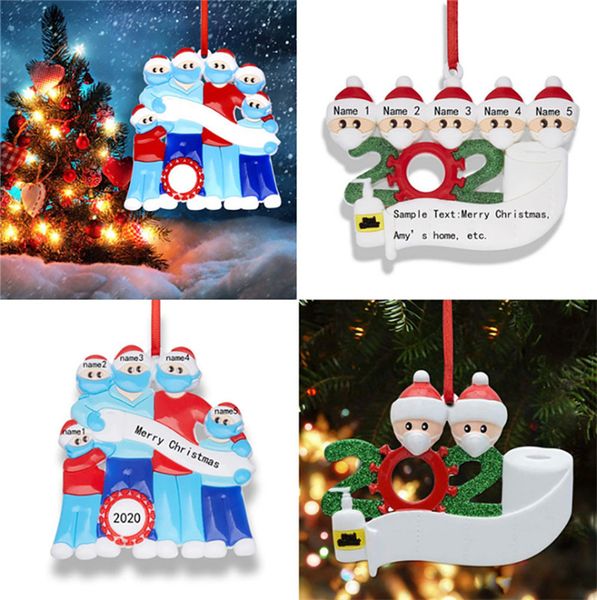 

2020 christmas quarantine ornaments family survivor pvc xmas tree snowman pendant decoration pandemic with face mask hand sanitizer e101202, Silver