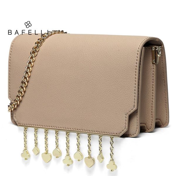 

bafelli bags for women 2020 women's shoulder bags fashion brand messenger bag new arrival flap poker metal tassels crossbody bag