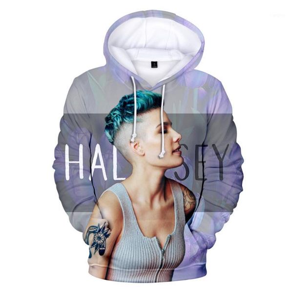 

aikooki new fashion singer halsey 3d hoodies men/women popular casual sweatshirts 3d print halsey personality hip hop hoodie1, Black