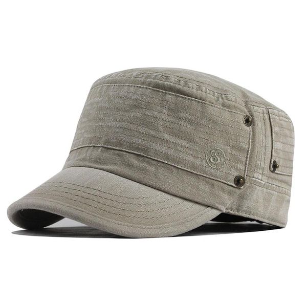 

flb] 2020 классический vintage flat top mens промытые caps hat регулируемый встроенные thicker крышки зимы теплые военные шапки для мужчин, Black;white