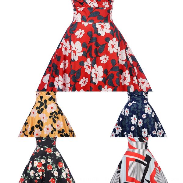 

2019 с короткими рукавами талии вырезать печататься большой рубец сторона юбки платья 2019 с короткими рукавами талии вырезать печататься бо, Black;gray