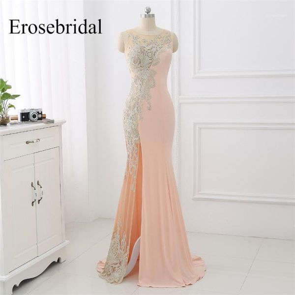

erosebridal illusion side mermaid prom dress long 2019 new party gowns with sweep train unique lace design front split1, White;black