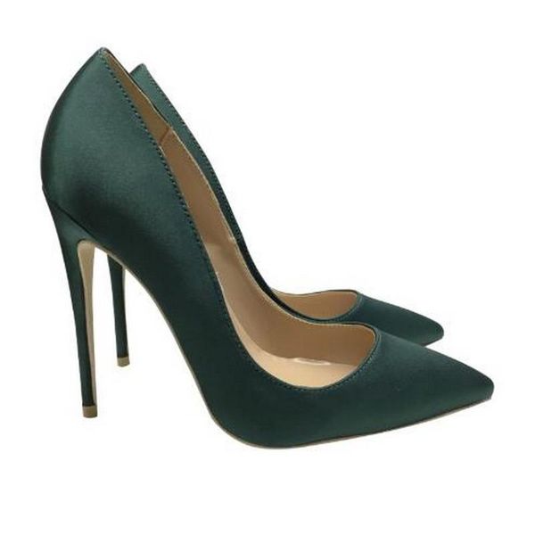 

brand silk upper women high heels elegant lady pointed toe party pumps woman comfort dress shoes customized accept 12cm, Black