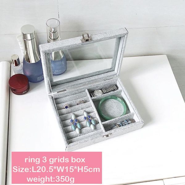 

new size 20.5*15*5cm grey jewelry display box case for rings earrings bracelets necklaces or other ornaments storage organizer, Pink;blue