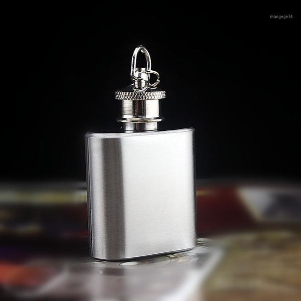 

100pcs 1oz mini hip flask strap stainless steel metal portable pocket flagon alcohol wine bottle with keychain1